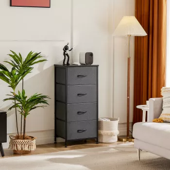 4-Drawer Fabric Dresser: Steel-Frame Nightstand Storage