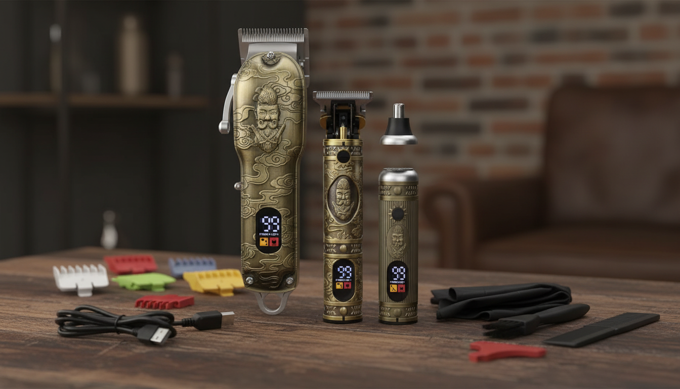 Cordless Clippers + Nose Trimmer Set for Home Grooming