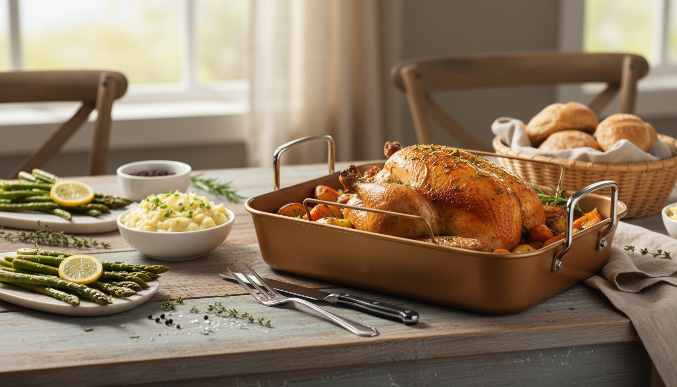 Curry Nonstick Roaster with Rack: Crisp Roasts, Easy Clean