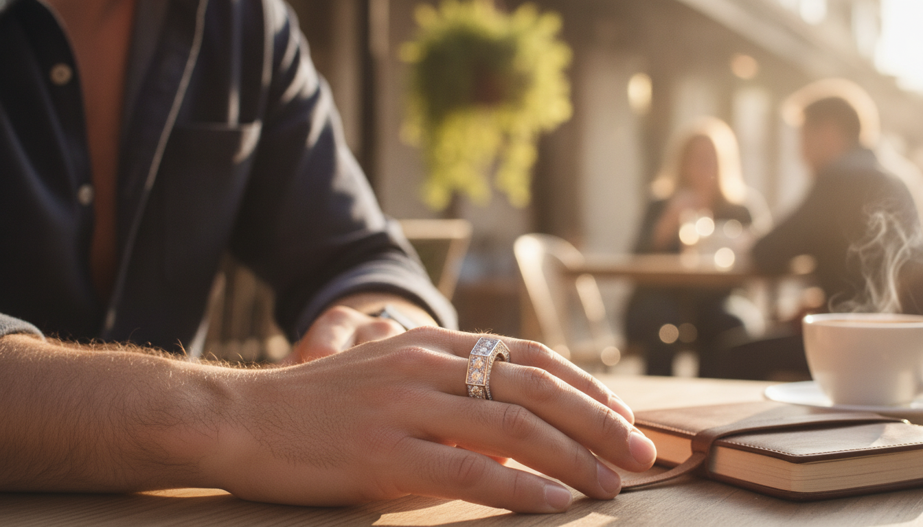 Men’s Iced-Out Moissanite-Style Ring in 925 Silver