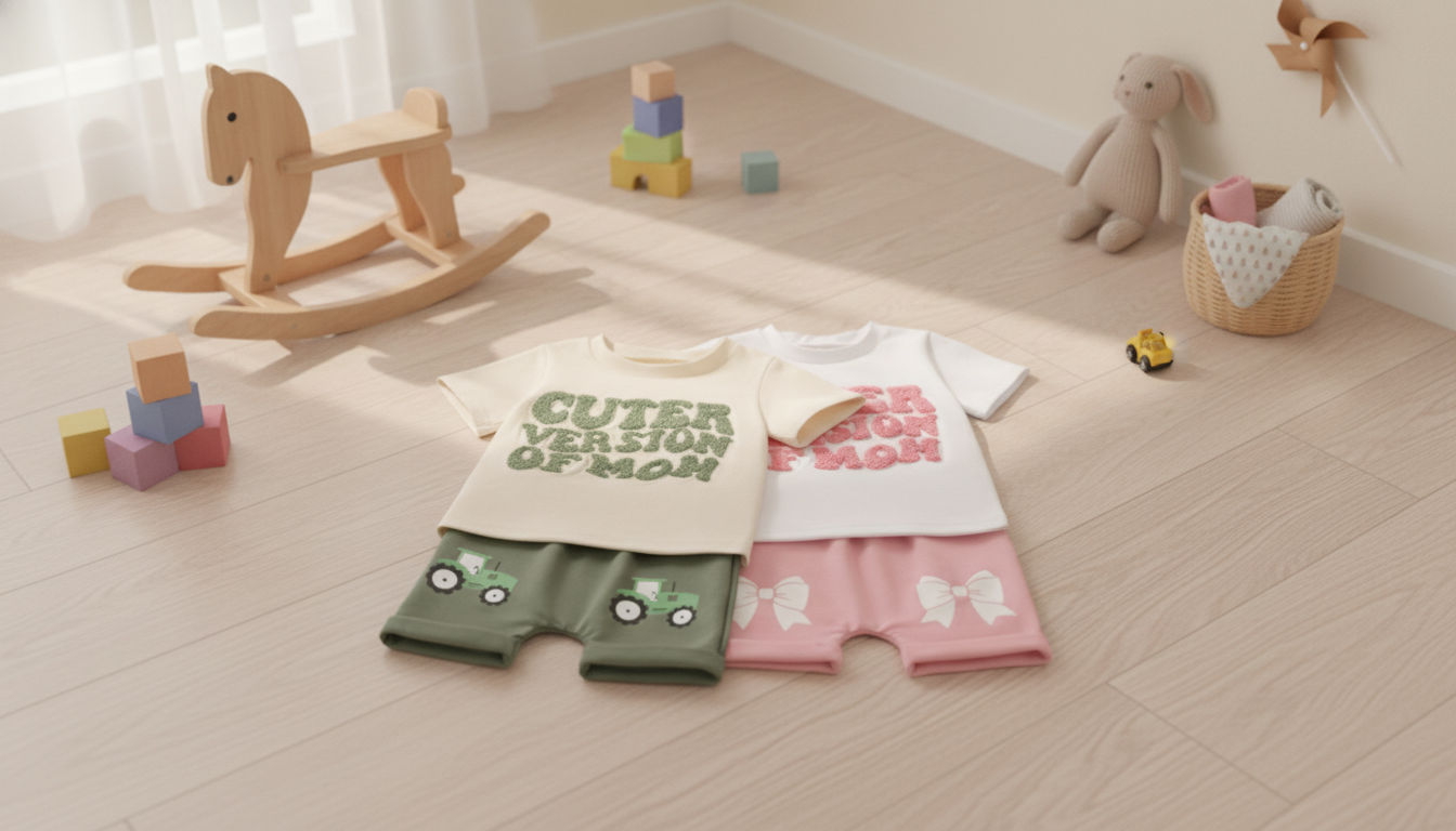 Toddler 2-Piece Set: Embroidered Tee + Bow Shorts