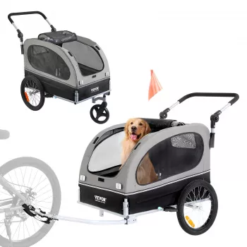 2-in-1 Dog Bike Trailer Stroller: Quick-Release Wheels