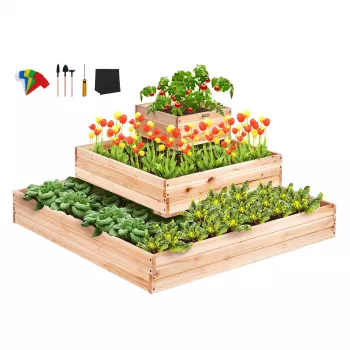 Wooden Raised Bed Planter Box: Easy Flowers, Herbs & Veg